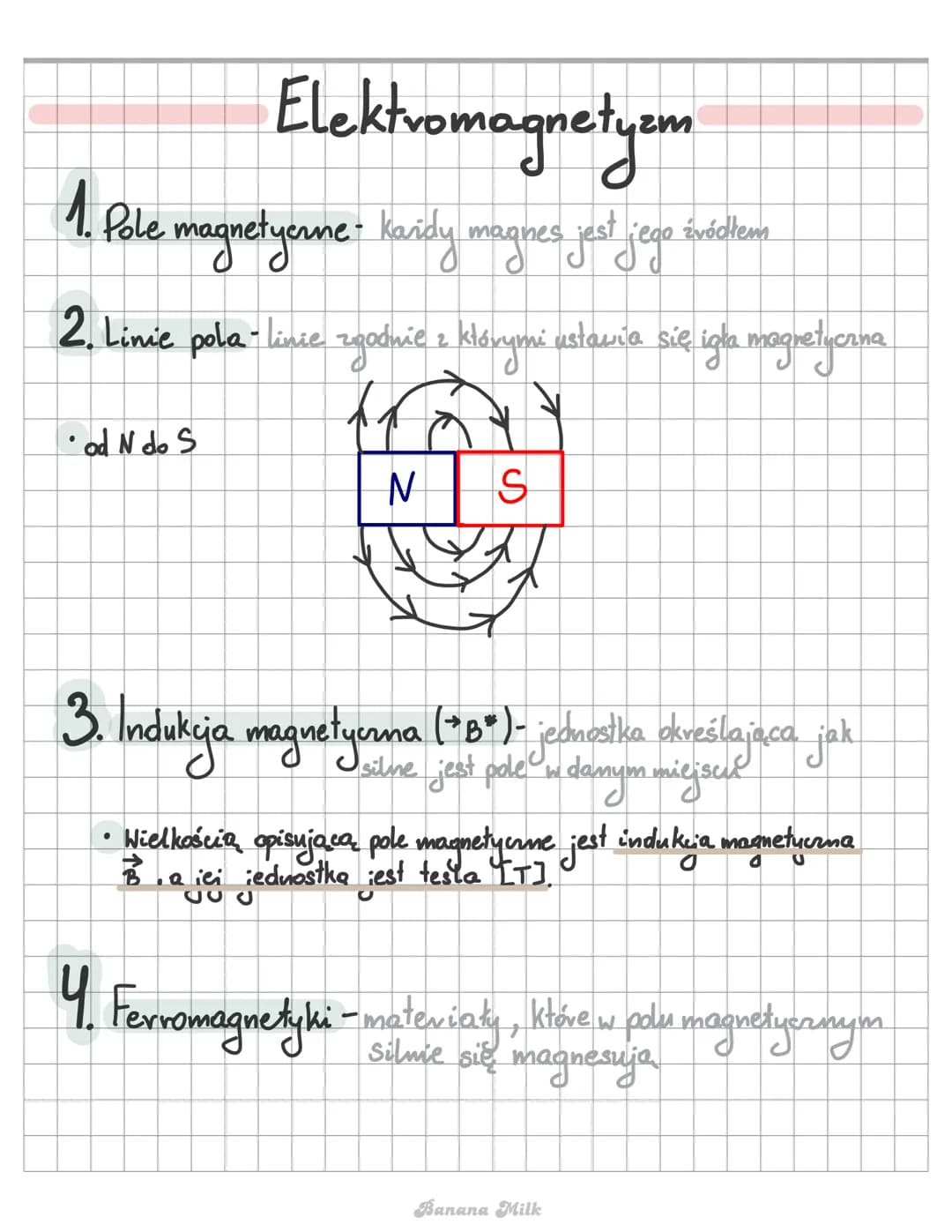 Elektromagnetyem
1. Pole magnetyenme - karidy magnes jest jego
2. Linie pola-linie zgodnie z którymi ustawia się igła magnetyczna
2
fr
N
•od