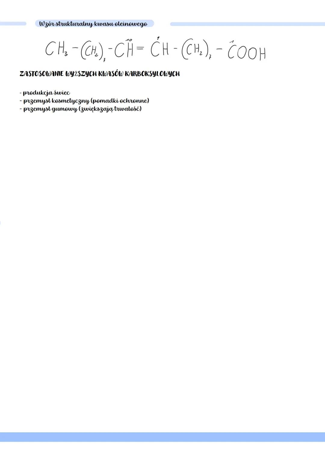 DEFINICJA
Kwasy karboksylowe to kwasy o długich tańcuchach węglowych tzw.kwasy tłuszczowe gdyż można je wyodrębnić.
Kwas
PALMITYNOWY
STEARYN