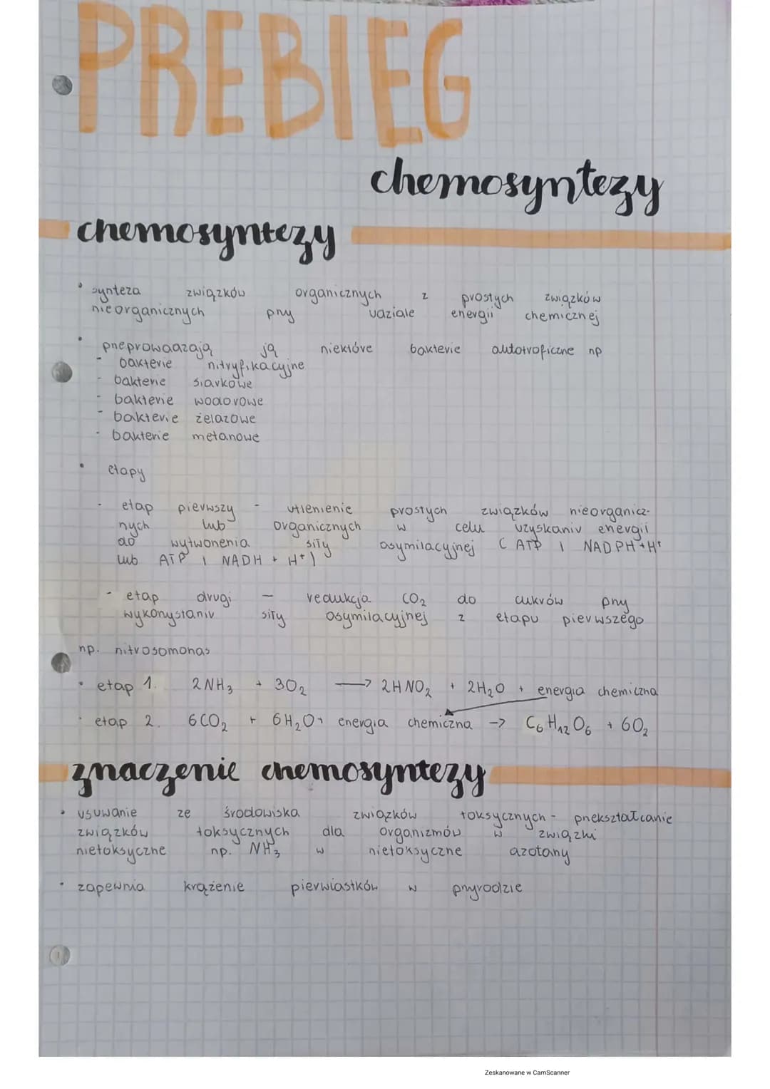 PREBIEG
chemosyntezy
synteza
nie organicznych
np.
bakterie
bakterie
bakterie
pne prowadzają
bakterie
bakterie
ctapy
nych
do
lub
związków
eta