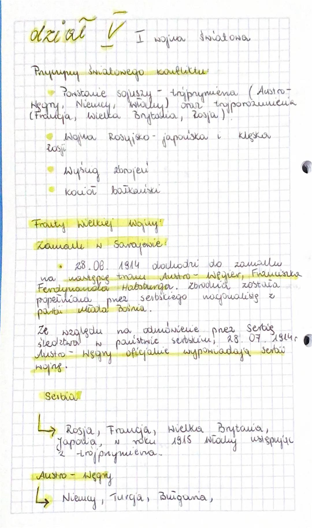 dział V
Pryspy światowego konfliktu
Powstanie sojuszy
try prymiena (Austro-
Hegry, Niemcy, whiley) over trojporozumienia
Wielka Brytalia, Ro