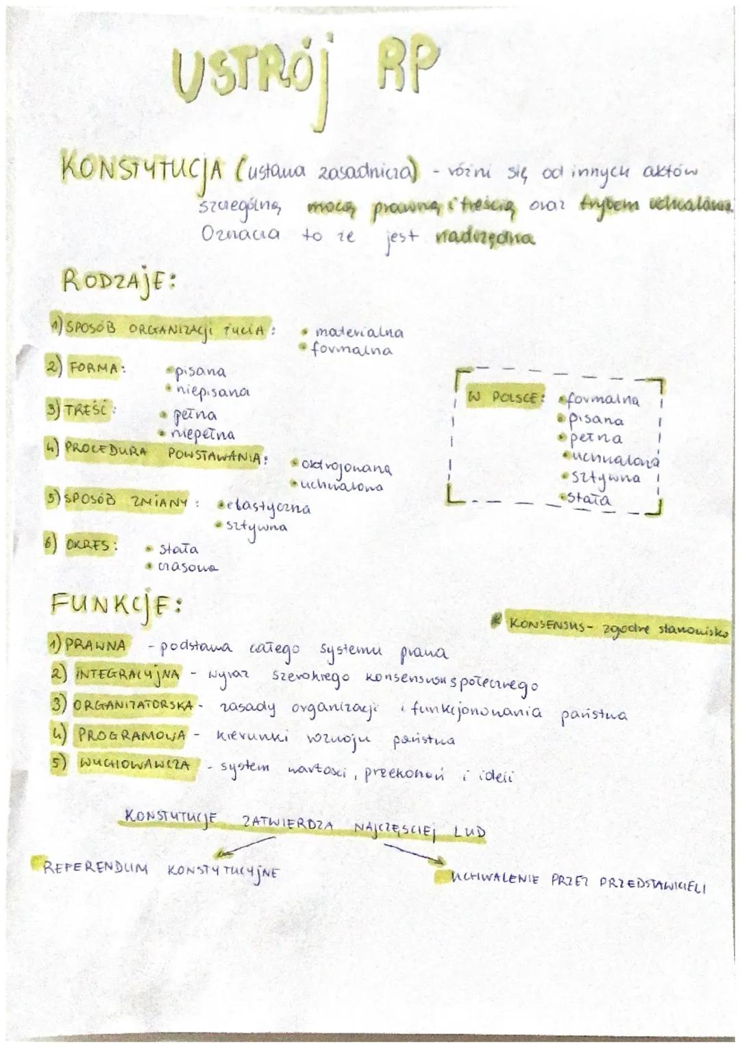USTRój RP
KONSTYTUCJA (ustawa zasadnicza) - vóżni się od innych aktów
szczególne mocą prowing stressing ova? Anybem velualows
Oznacia to że 