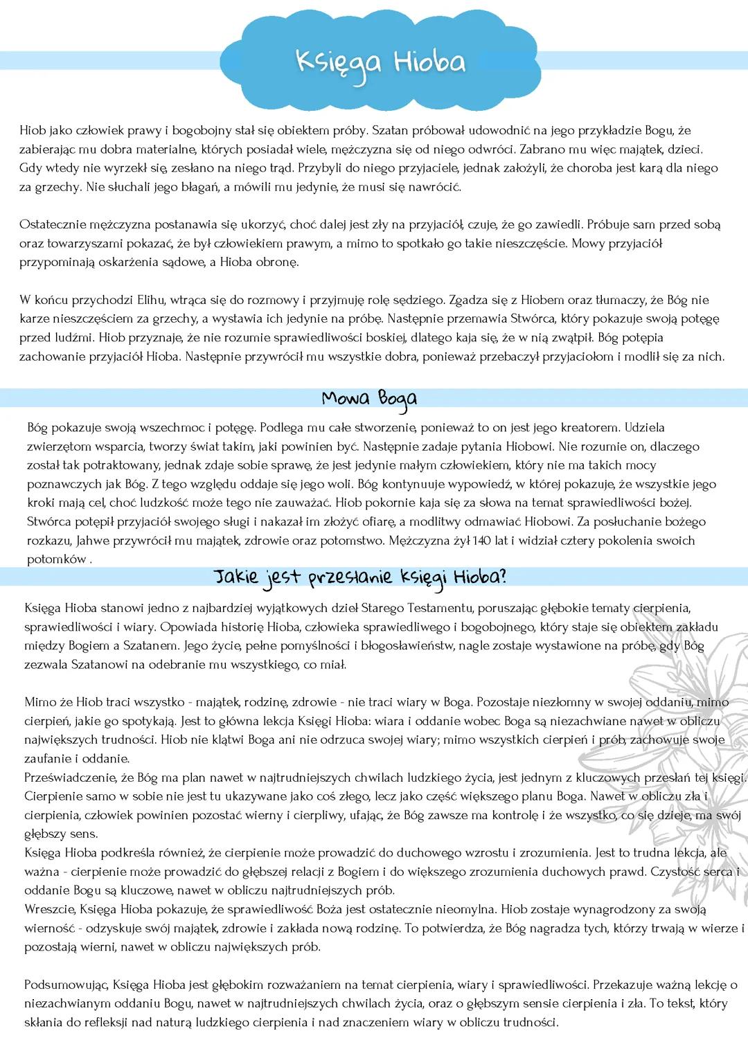 Biblia: Streszczenie Księgi Hioba