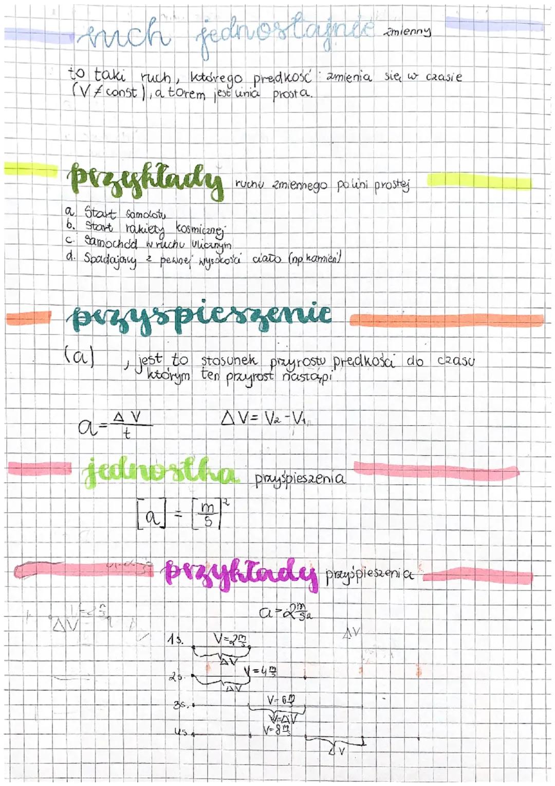 mich jednosta
to taki ruch, którego prędkość zmienia się w czasie
(V/ const), a torem jest linia prosta.
przykłady ruchu zmiennego polni pro