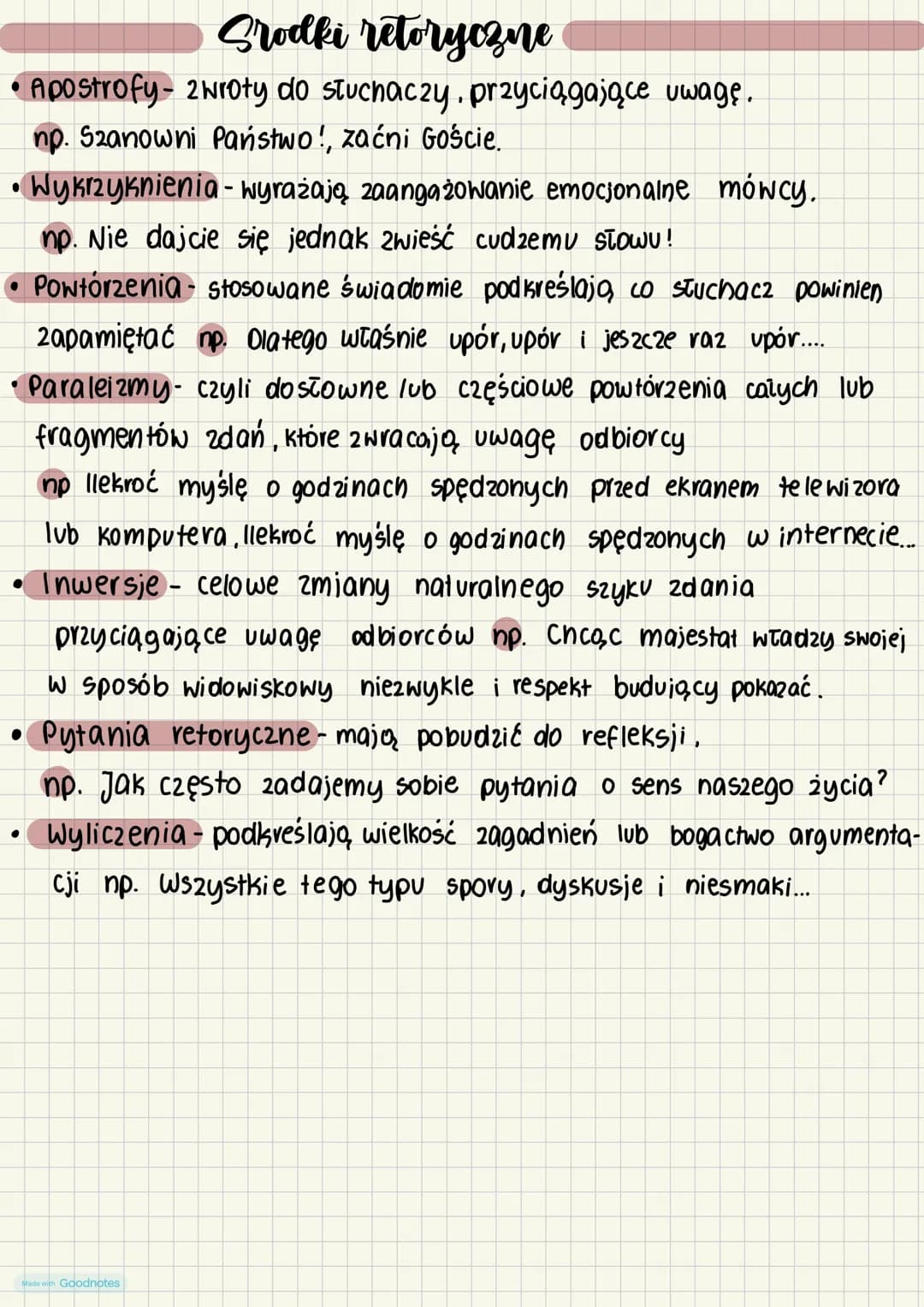 # Srodki retoryczne

• Apostrofy - zwroty do słuchaczy, przyciągające uwagę.
np. Szanowni Państwo!, zaćni Goście.

• Wykrzyknienia - wyrażaj