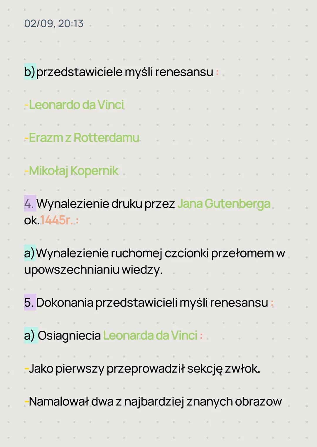 02/09, 20:13
Temat: Renesans- narodziny nowej
epoki.
1. Rozwoj gospodarczy i kulturalny miast włoskich
wXVW.
2.Renesans (odrodzenie) to prąd