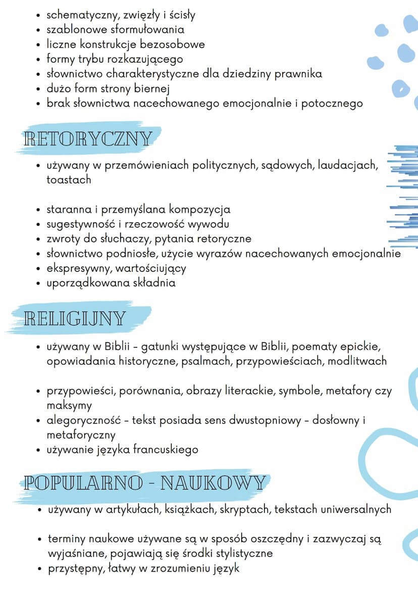 STYLE FUNKCJONALNE
Styl funkcjonalny - sposób ukształtowania wypowiedzi, tekstu
mówionego bądź pisanego odpowiednio do sytuacji komunikacyjn