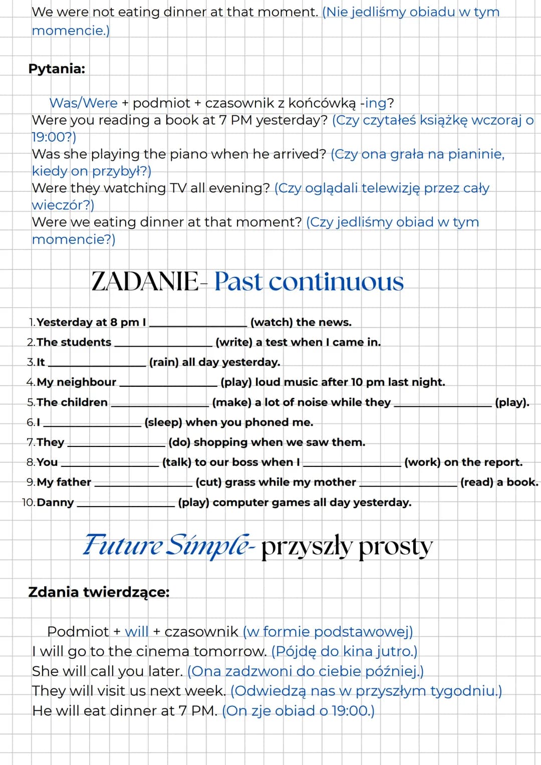 --- OCR Start ---
Czasy- Język
angielski
Powtórka-E8
Teraźniejsze
Present simple-teraźniejszy prosty
Zdania twierdzące:
Podmiot + czasownik 