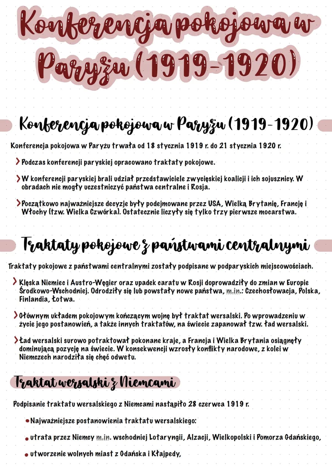 Konferencja pokojowa w
Parysu (1919-1920)
Konferencja pokojowa w Paryżu (1919-1920)
Konferencja pokojowa w Paryżu trwała od 18 stycznia 1919