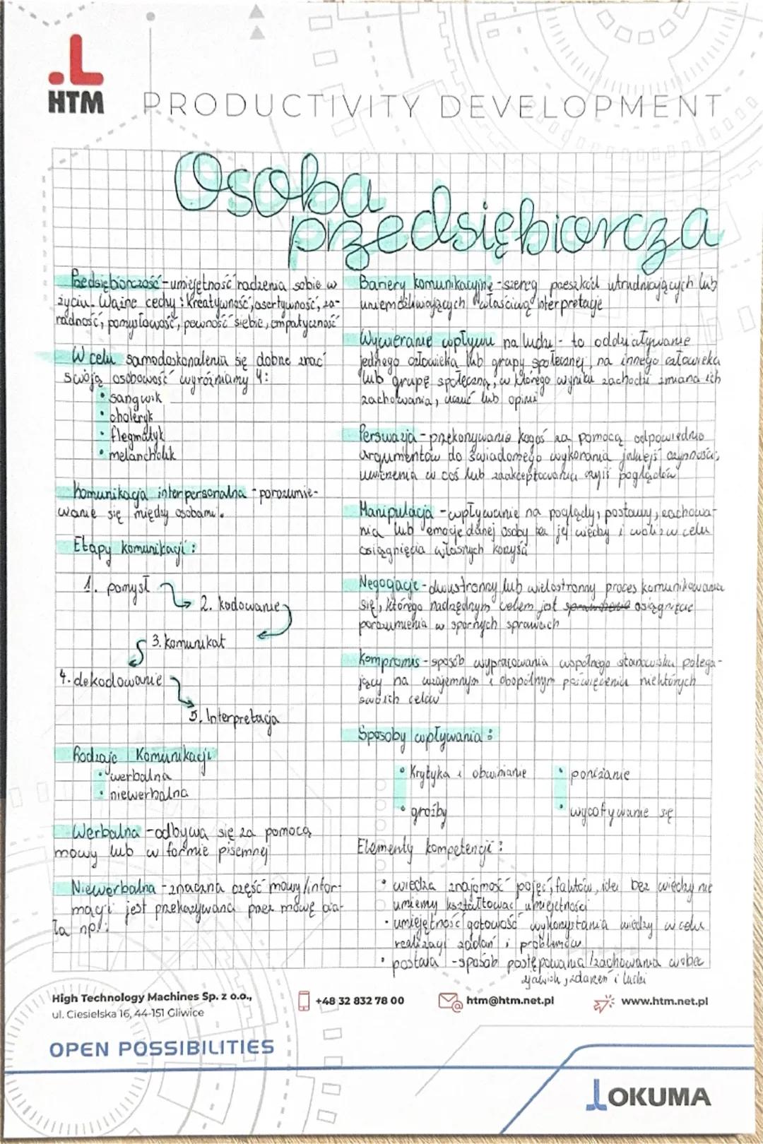 B
1
E
$
.L
HTM
PRODUCTIVITY DEVELOPM
Osobledsiębiorcza
Paedsiębiorczość - umiejętność radzenia sobie w
życiu. Ważne cechy: Kreatywność", ase