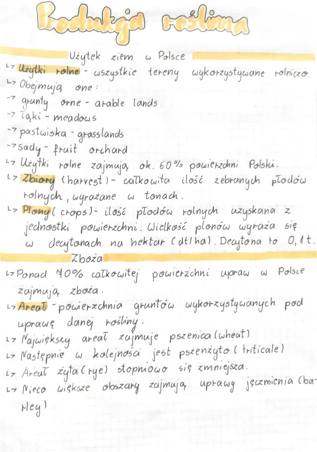 Rockaky's milims
Użytek ziem
w Polsce
Użytki rolne - wszystkie tereny wykorzystywane rolniczo.
L> Obejmują one:
-7
grunty orne - arable land