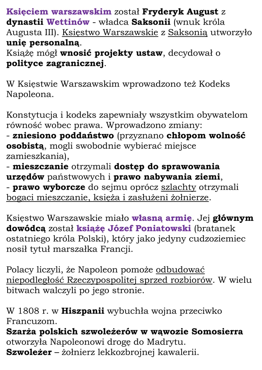 Księstwo Warszawskie
Napoleon wygrywał z Austrią, Prusami i Rosją (1805-07).
W 1806 r. armia francuska pokonała Prusy i wkroczyła
do Berlina