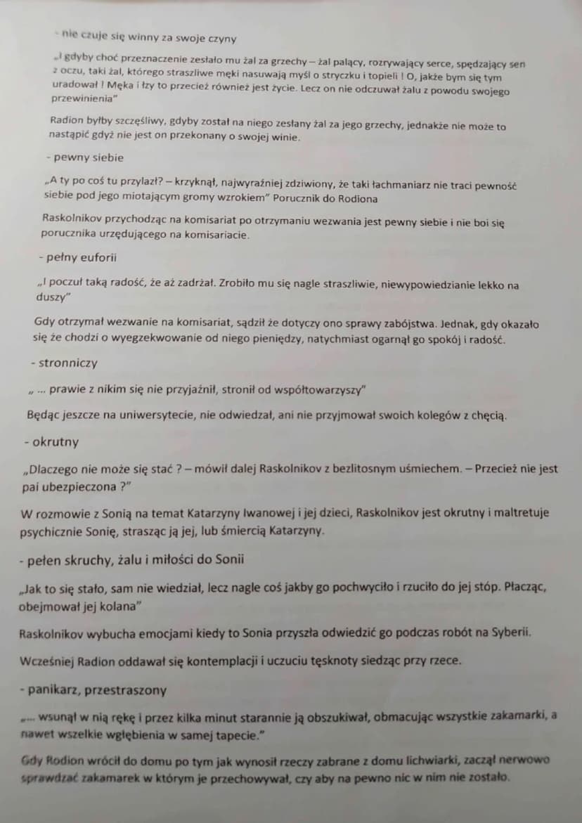 WYGLĄD ZEWNĘTRZNY RASKOLNIKOWA
- ładny, przystojny
,, Należy dodać, że był to młodzian o wyjątkowo miłej aparycji, o pięknych czarnych oczac