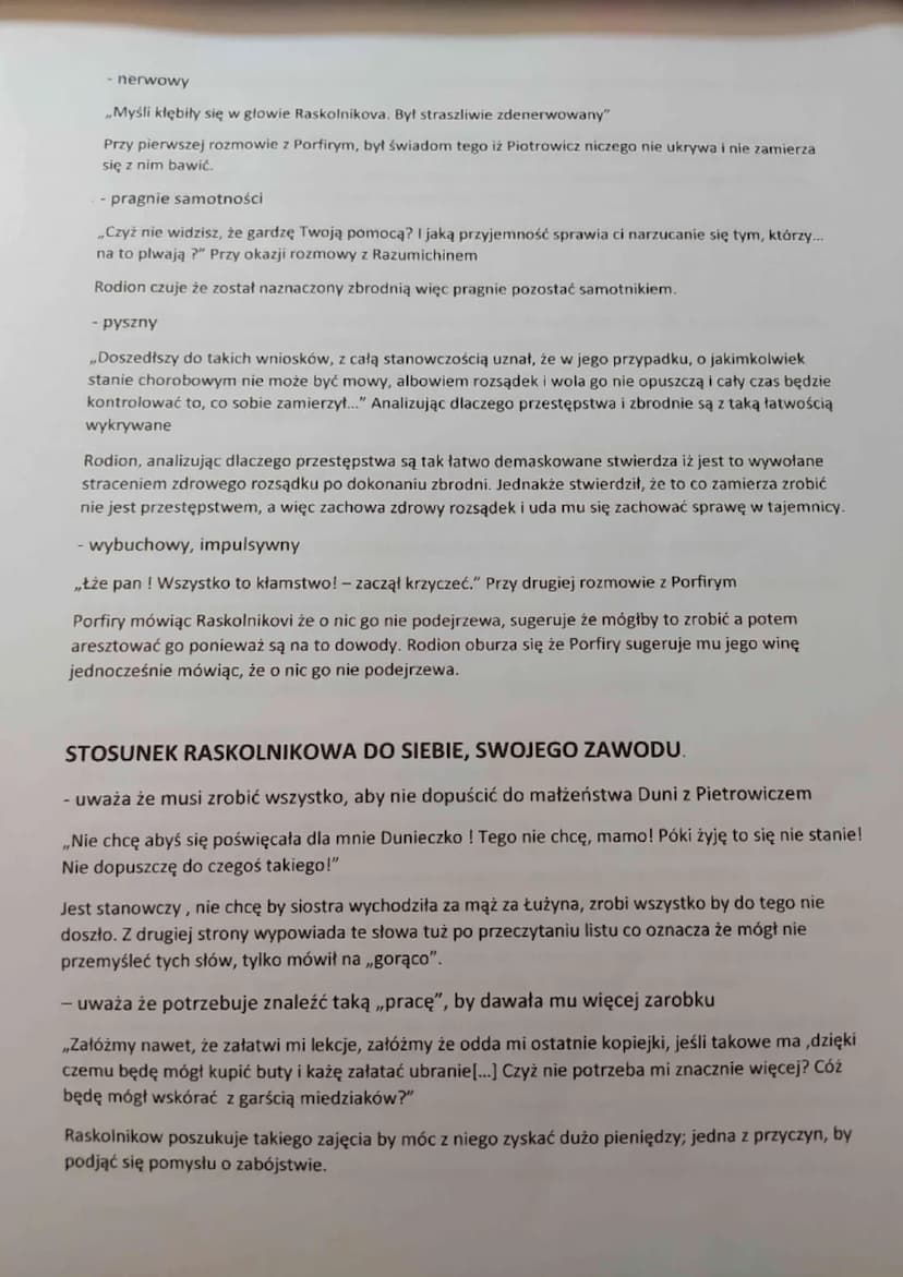 WYGLĄD ZEWNĘTRZNY RASKOLNIKOWA
- ładny, przystojny
,, Należy dodać, że był to młodzian o wyjątkowo miłej aparycji, o pięknych czarnych oczac