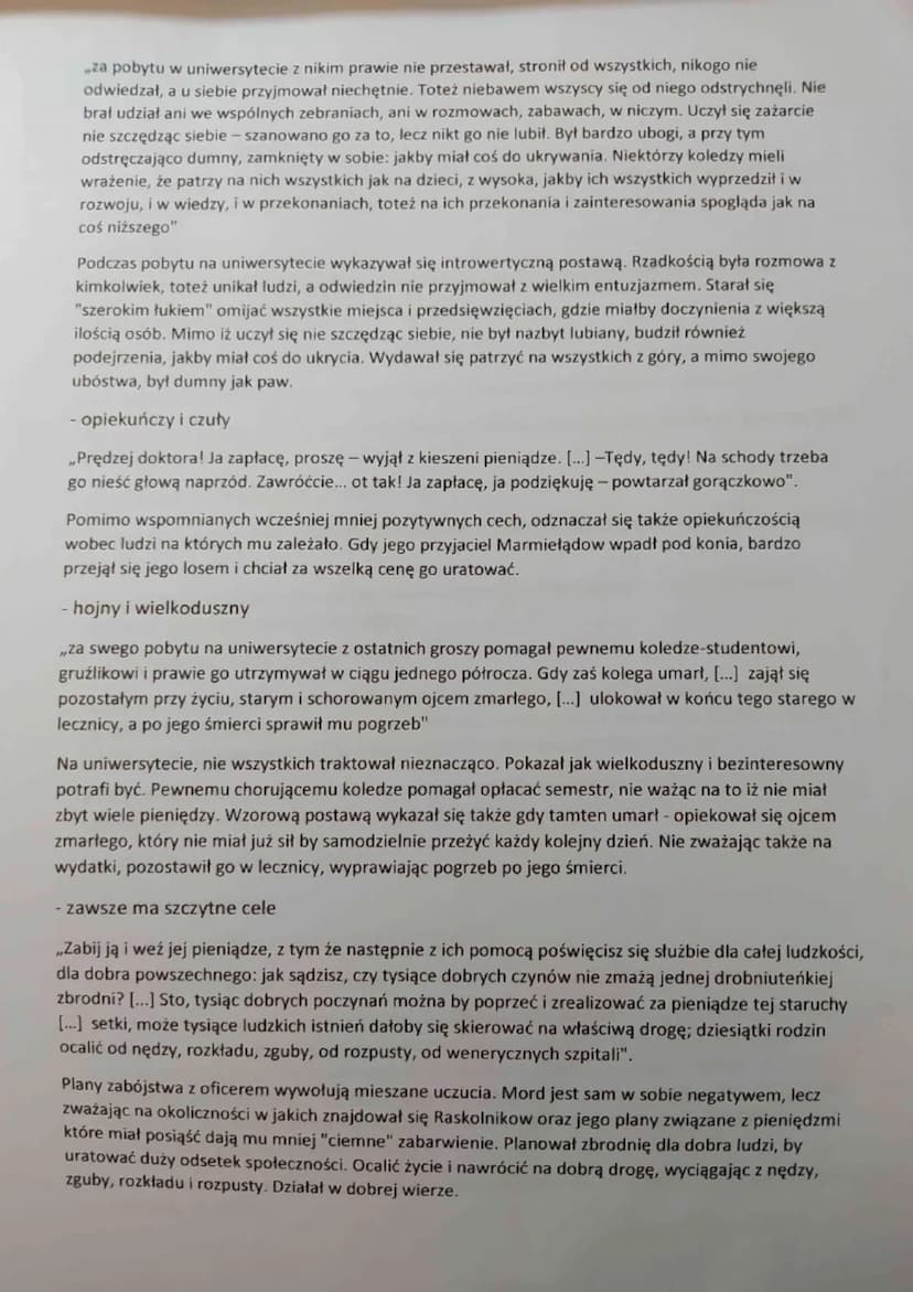 WYGLĄD ZEWNĘTRZNY RASKOLNIKOWA
- ładny, przystojny
,, Należy dodać, że był to młodzian o wyjątkowo miłej aparycji, o pięknych czarnych oczac