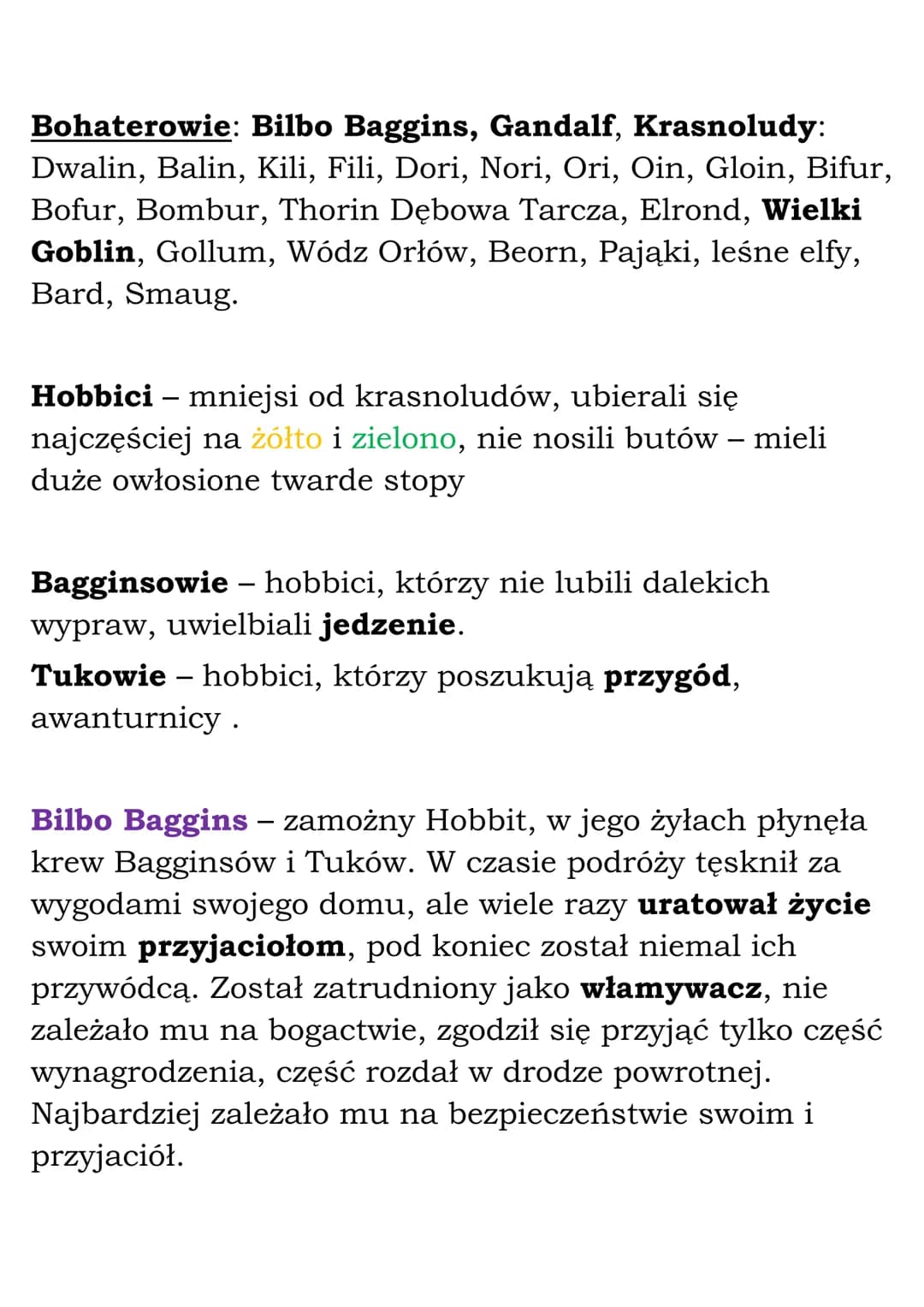 „Hobbit, czyli tam i z
powrotem" - opracowanie
Tytuł: „Hobbit, czyli tam i z powrotem”
Autor: J.R.R. Tolkien
Czas akcji: Trzecia Era Śródzie