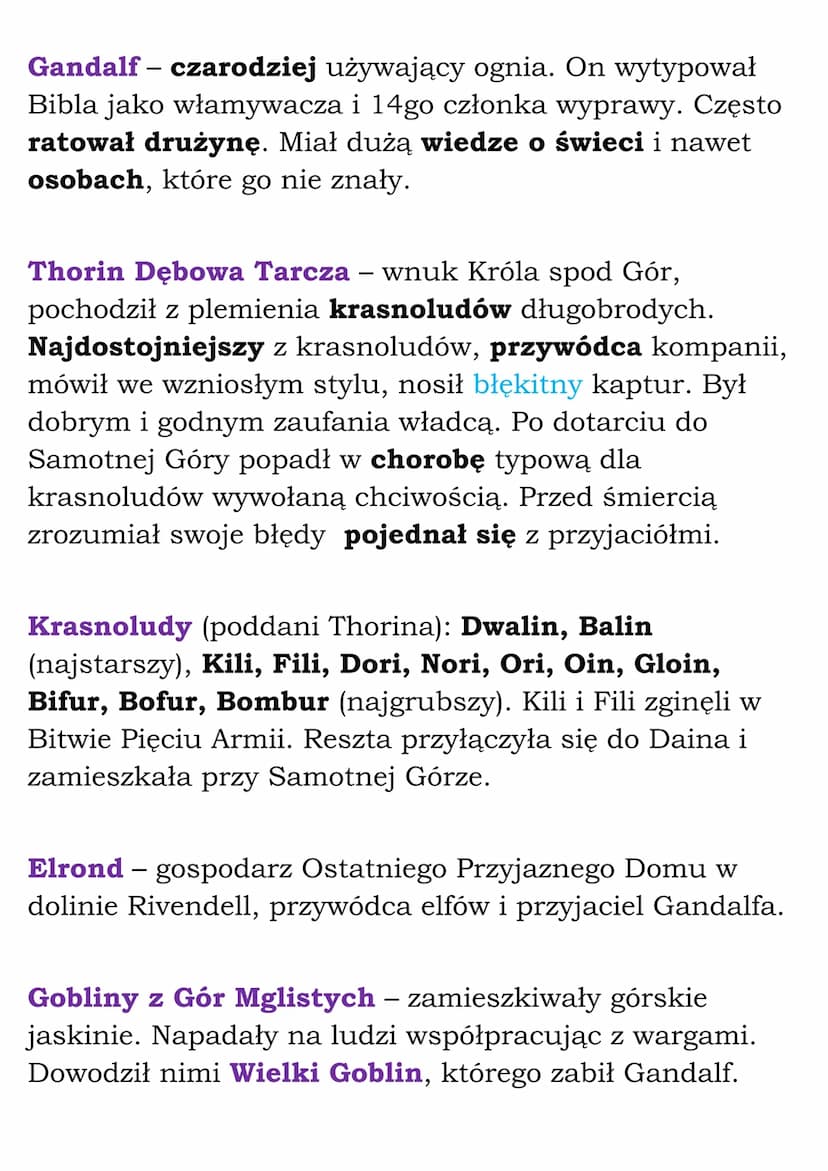 „Hobbit, czyli tam i z
powrotem" - opracowanie
Tytuł: „Hobbit, czyli tam i z powrotem”
Autor: J.R.R. Tolkien
Czas akcji: Trzecia Era Śródzie