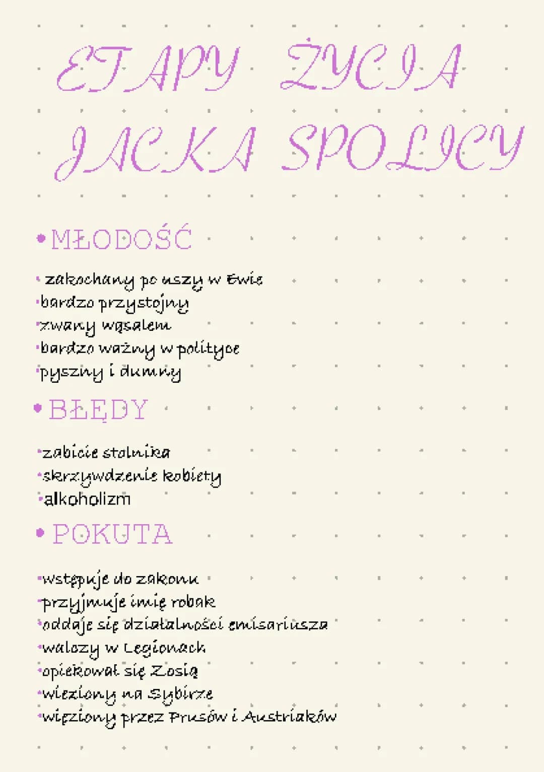 O jakich etapach życia Jacka Soplicy mówią poniższe cytaty - Przemiana Jacka Soplicy i jego cechy charakteru