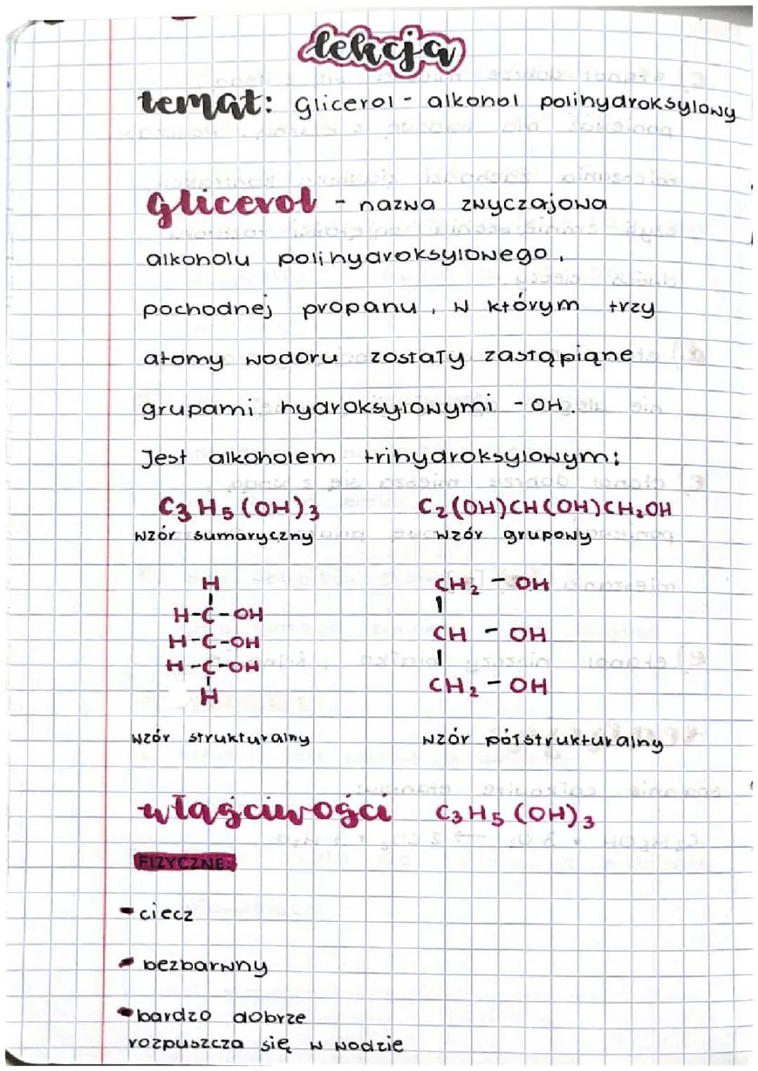 glicerol - alkohol polihydroksylowy 
