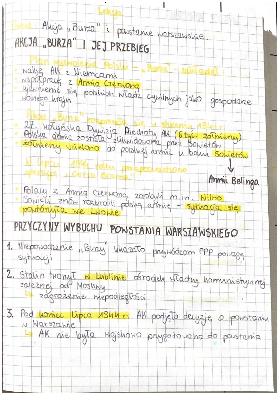 Akcja „Burza” i Powstanie Warszawskie – Historia 8 klasy