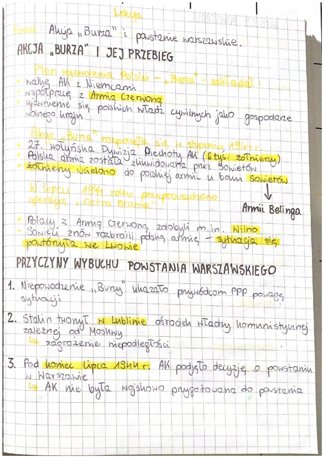 Lekys
Alija, Burza" i paustenie warszawskie.
AKCJA „BURZA" | JEJ PRZEBIEG
Plan Nuzhdenia Polski
Nalke A Niemcami
2
współpracę z Armia Czerwo