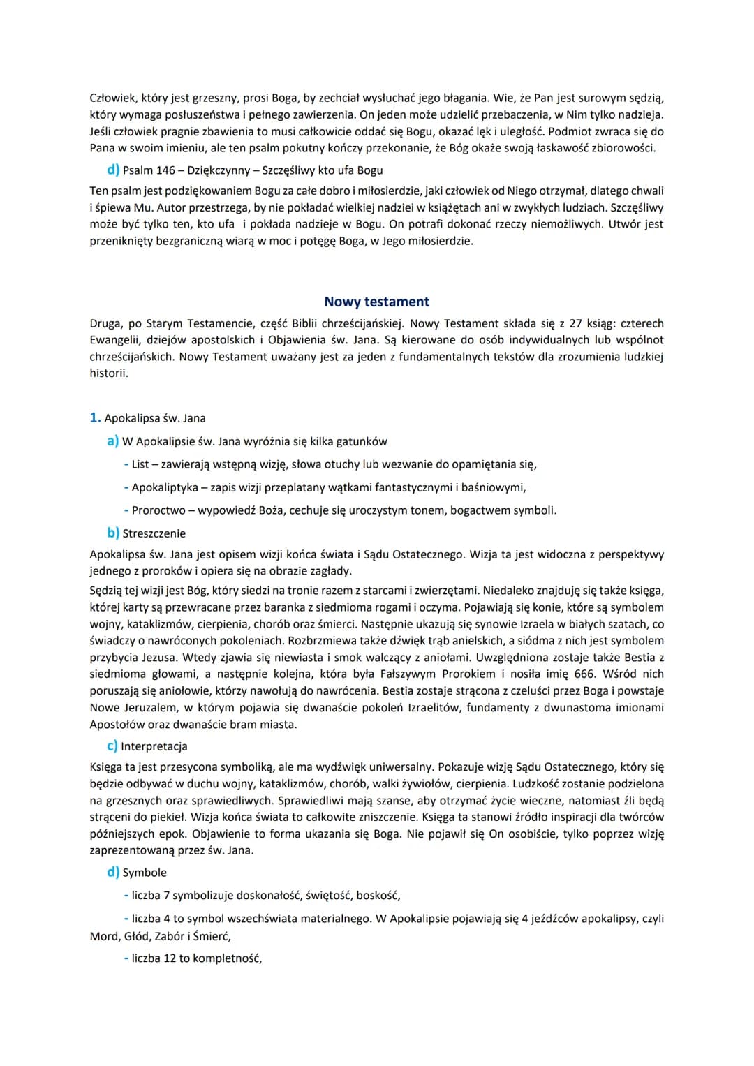1. Biblia jest świętą księgą, zbiorem prawd objawionych i przykazań uczących jak żyć. Stała się ona jednocześnie
źródłem motywów dla pokoleń