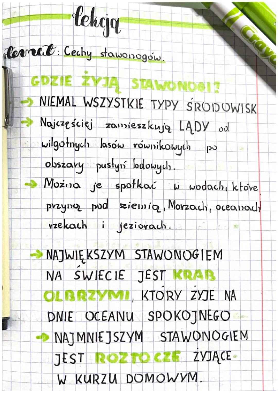 Podstawowe cechy stawonogów - Lekcja 1, Klasa 6, Dział III