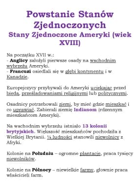 Know Powstanie Stanów Zjednoczonych - Stany Zjednoczone Ameryki (wiek XVIII) GWO kl 6 thumbnail