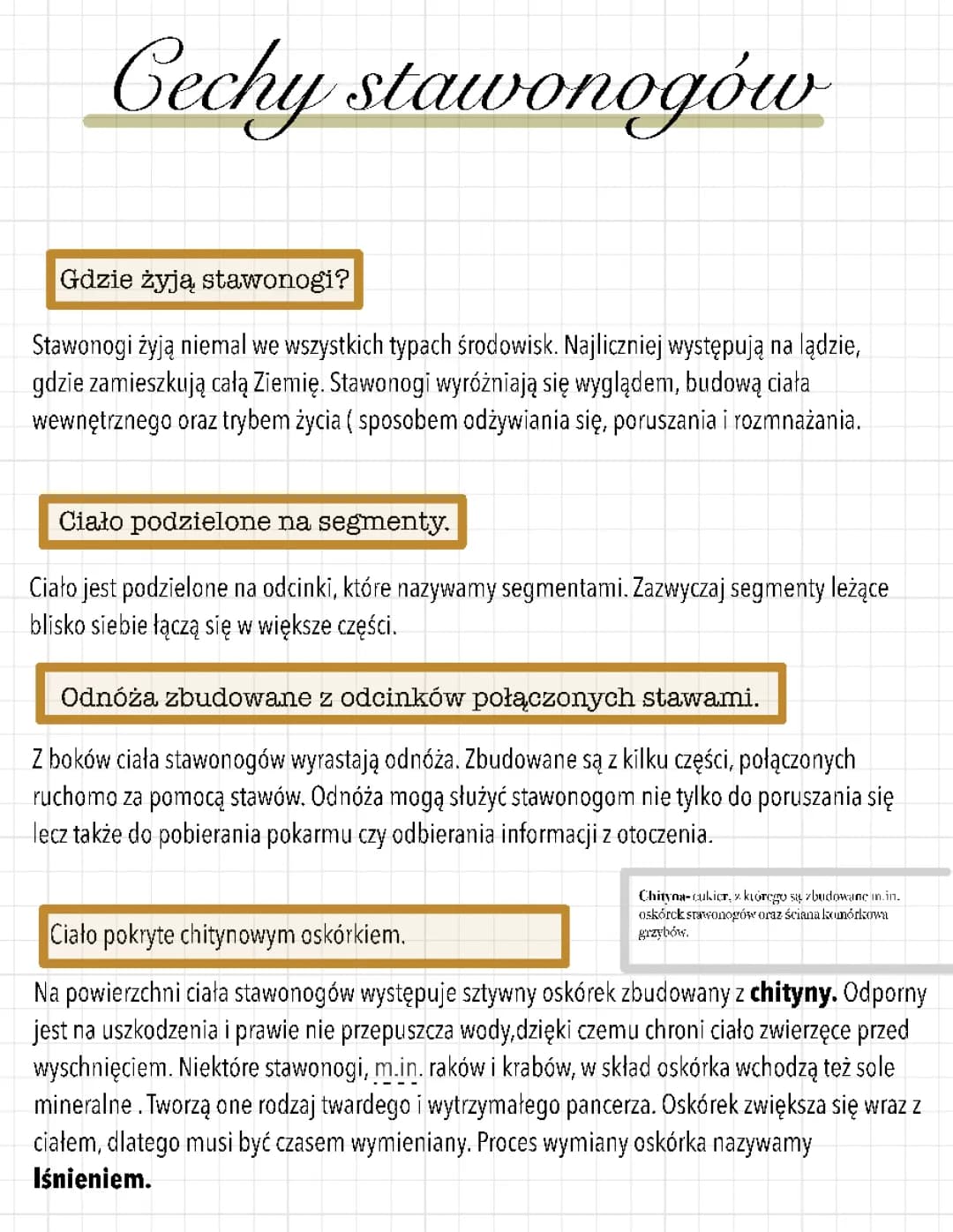 biologia klasa 6 dział 3 temat: cechy stawonogów 