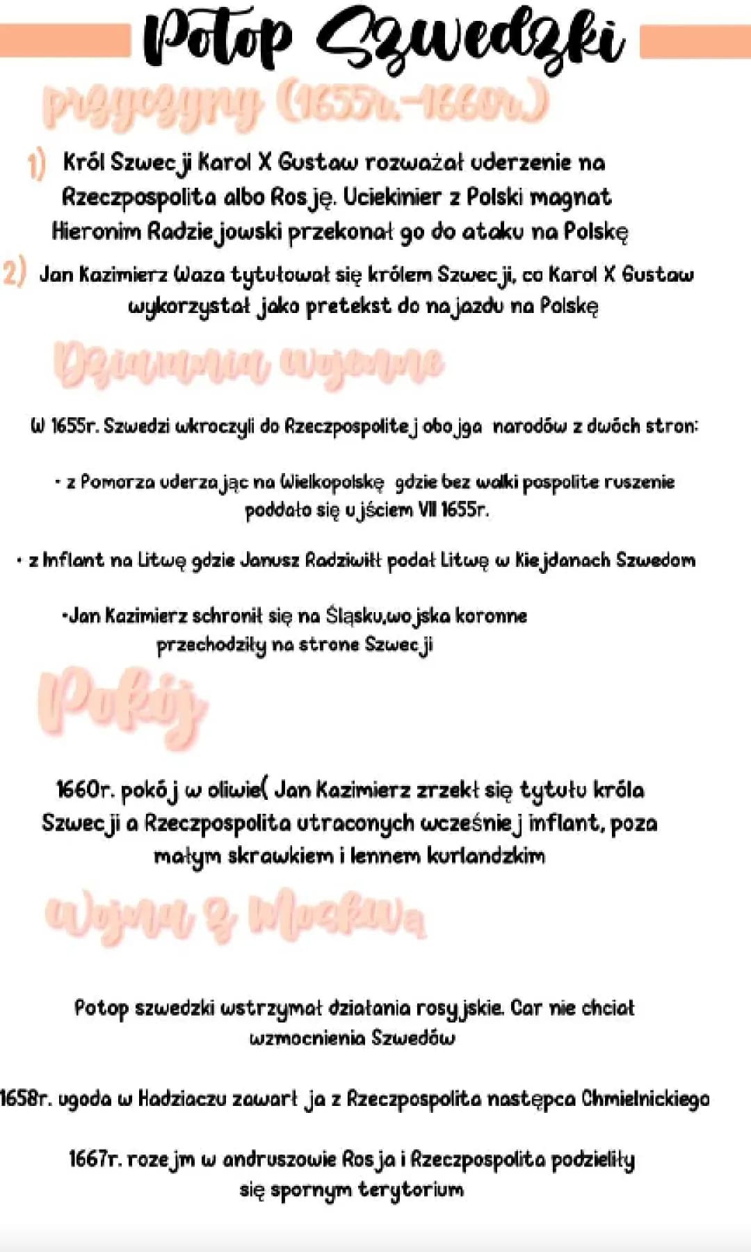 Historia potop Szwedzki klasa VI 