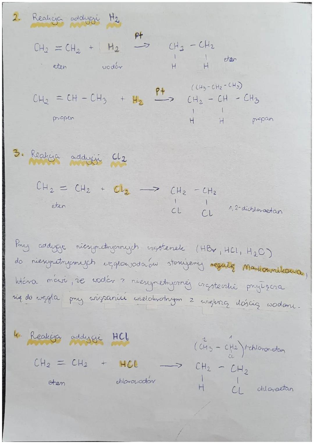 # REAKCJE CHARAKTERYSTYCZNE

dla allcenów

1. SPALANIE

$C_2H_4 + O_2 \rightarrow 2C + 2H_2O$
eten woda węgiel woda nie całkowite

$C_2 H_4 