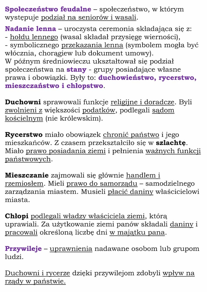 Społeczeństwo
średniowiecza
Cały dział
(NE, kl 5, dział V)
System feudalny
W średniowieczu uważano, że państwo jest własnością
władcy i cała