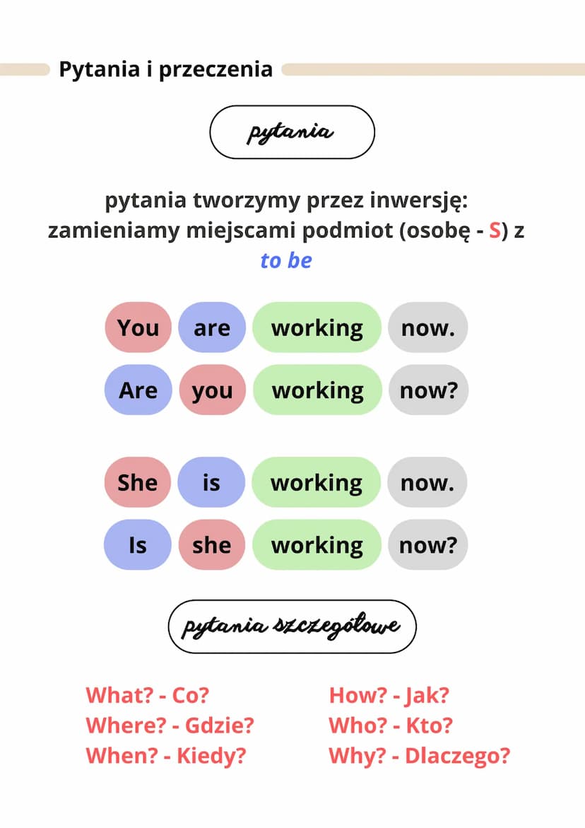 Present
Continuous
czas teraźniejszy ciągły
Budowa zdania
S + TO BE + VING + O
I am reading book now.
S (subject) - osoba
V (verb) - czasown