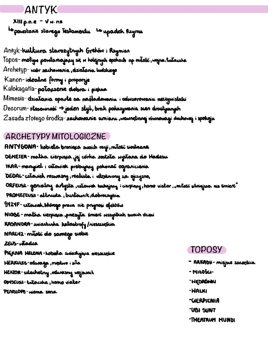 Archetypy i toposy w mitologii: Orfeusz, Prometeusz, Horacy i Antygona