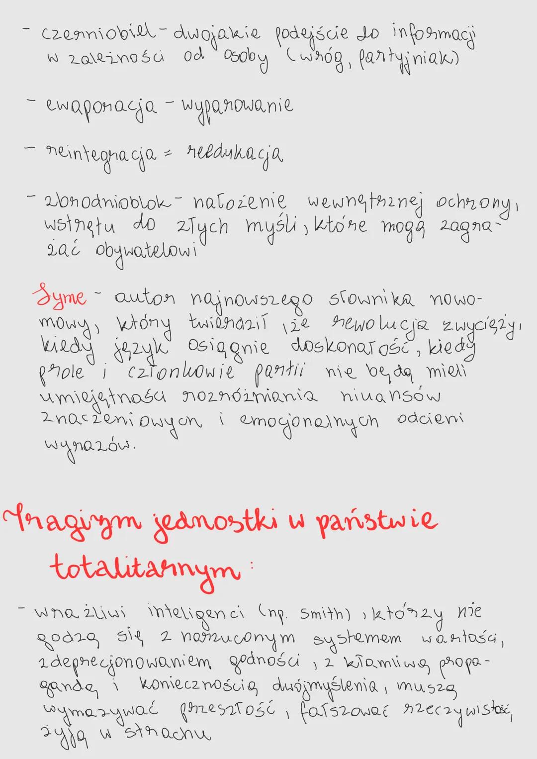 # Pajniki nowomowy

Nowomowa - język wiaczy i propagandy w
państwach totalitarnych, służquy do manipulo
wania ludźmi i kreowania zafałszowan