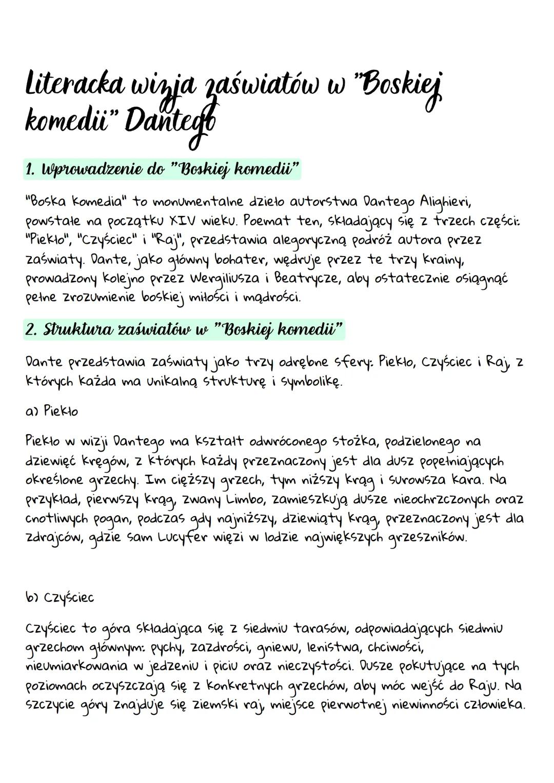  Literacka wizja zaświatów w "Boskiej komedii" Dantego