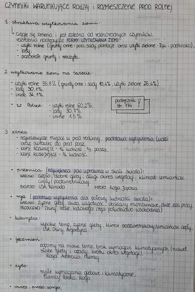 
<p>Struktura użytkowania ziemi w Polsce ciągle się zmienia i jest zależna od różnorodnych czynników. Wyróżnia się następujące formy użytkow