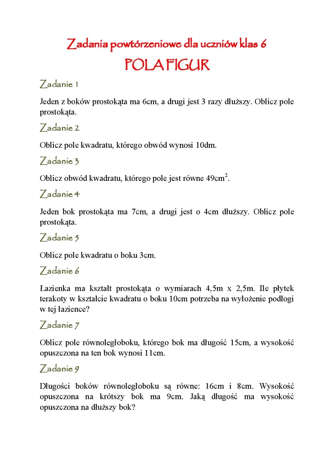 Pola wielokątków