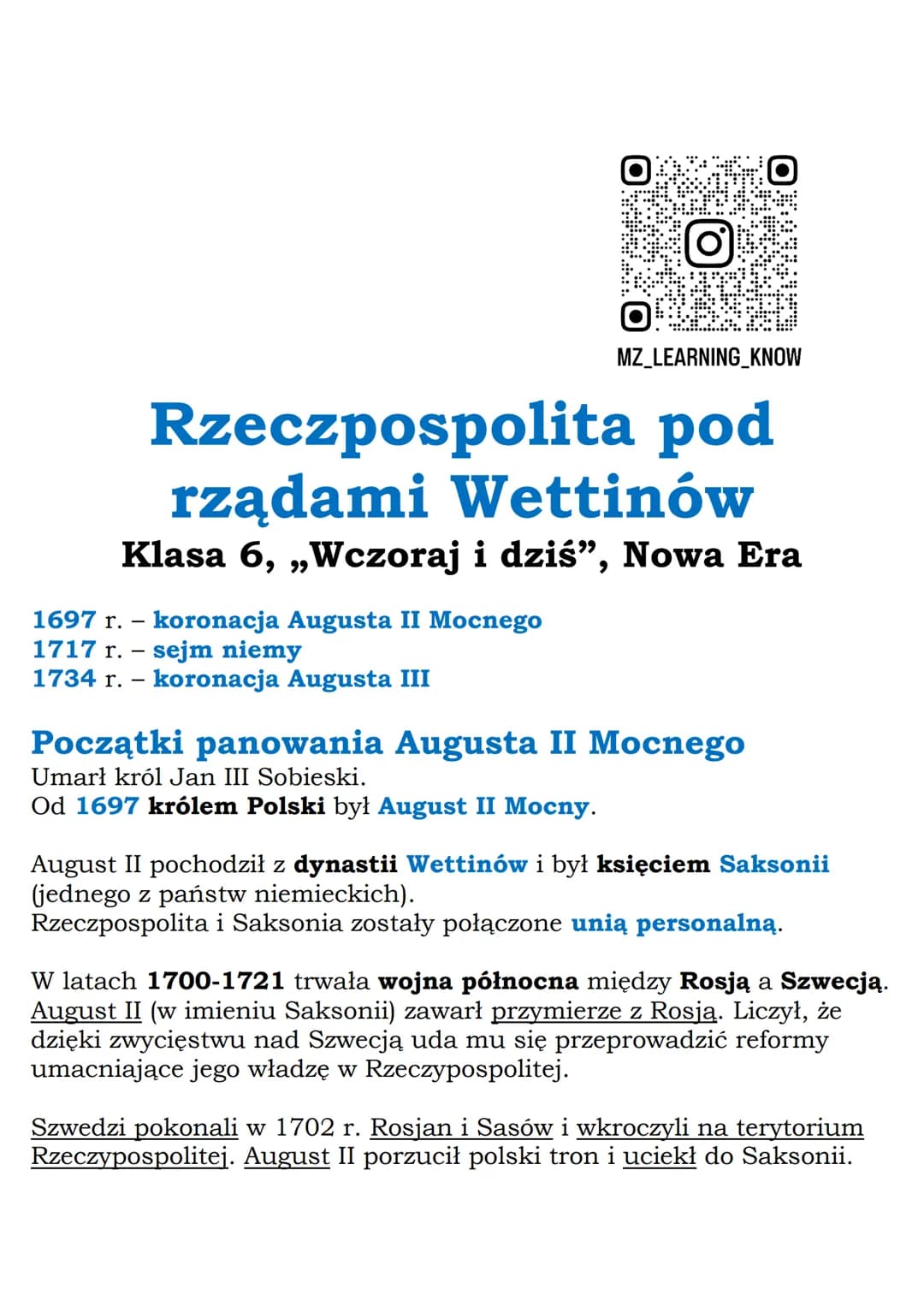 # Początek ingerencji Rosji w sprawy Polski

Część szlachty wybrała na króla Stanisława Leszczyńskiego
popieranego przez Szwedów.

W 1709 r.