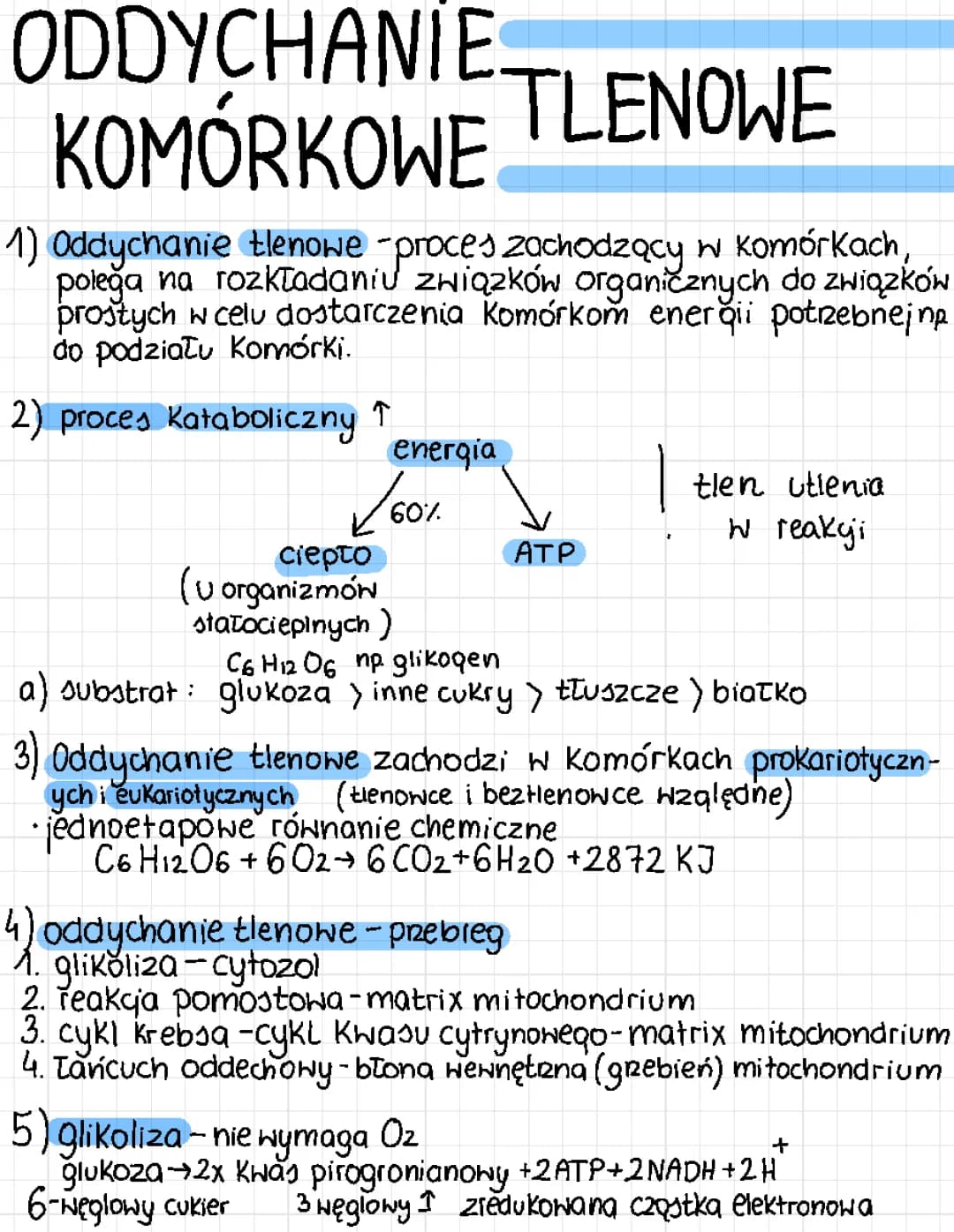 Oddychanie tlenowe komórkowe