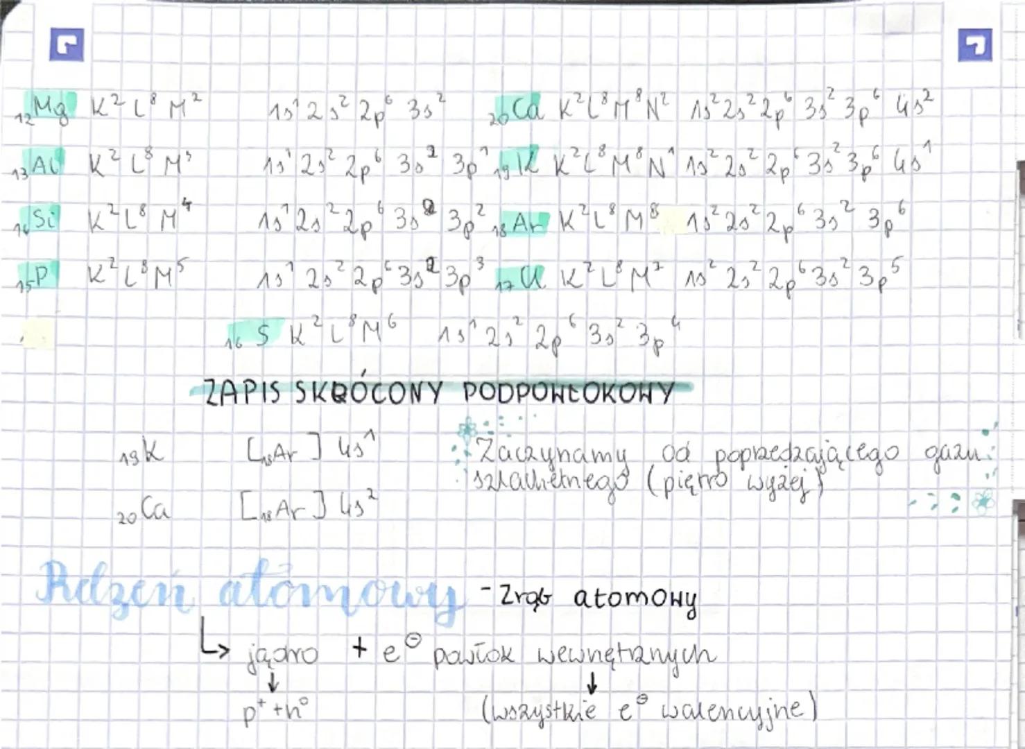 --- OCR Start ---
temat III.
konfiguracja ELEKTRONOWA
Zapis powłokowy
POWŁOKA ELEKTRONOWA K L M N O P Q
zespół elektronów o zbliżo
nych ener