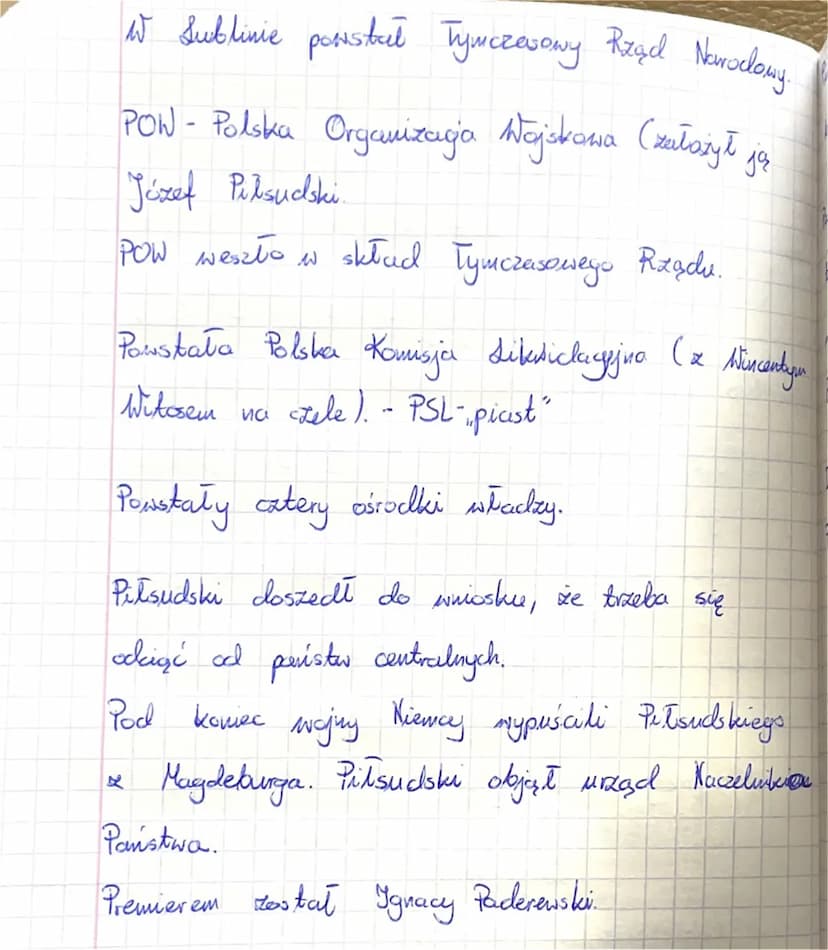 Sekcja VII/1
Temat: Alxyskanie niepodległośc
1. Ośrodki niepodległej władzy.
2. Naczelnik Państwa.
Kluczony był akt 5 listopacke - panstwo p