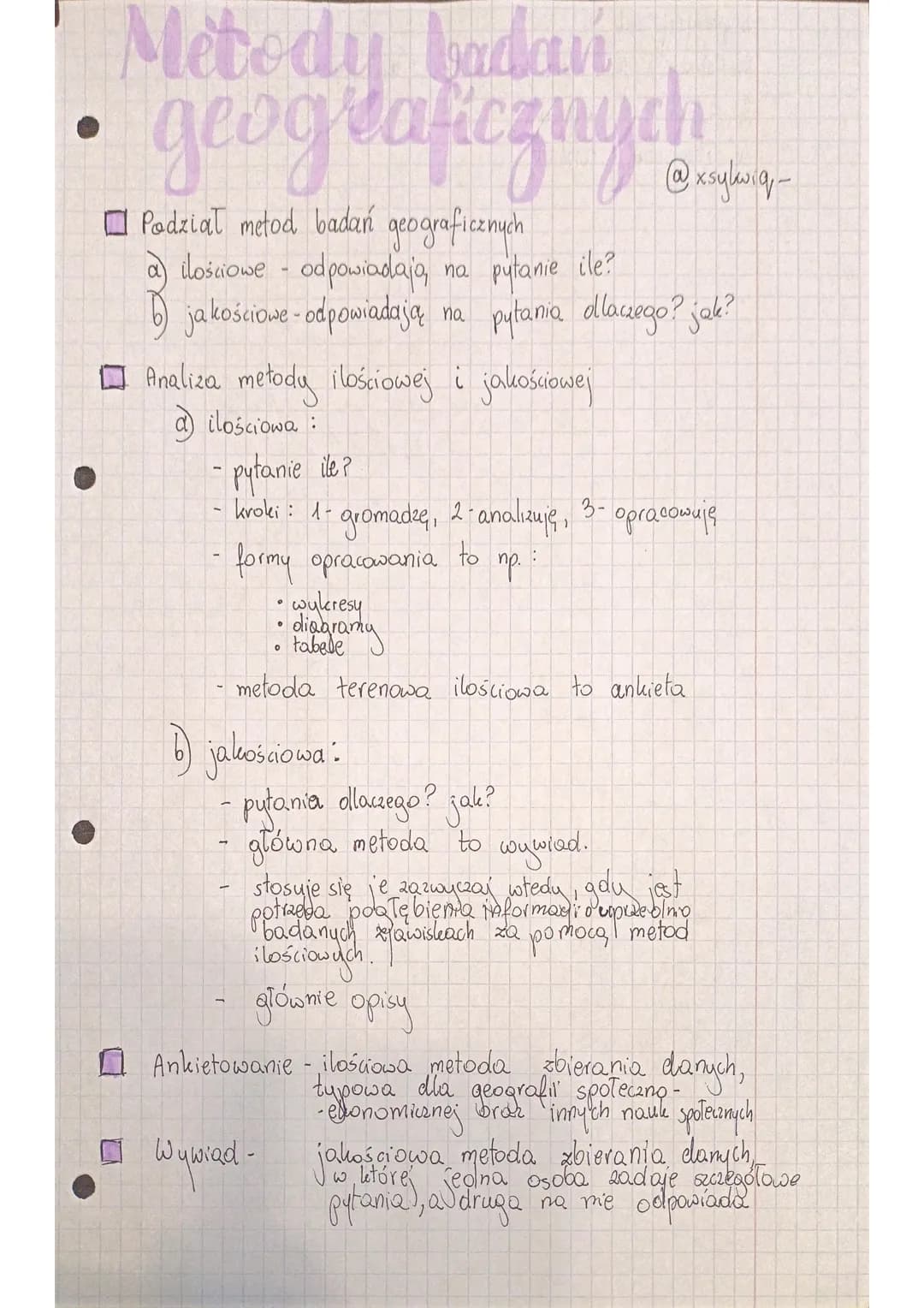 ●
Metody badań
geograficznych
@xsykoiq-
Podział metod badań geograficznych
na
pytanie ile?
a) ilościowe - odpowiadają
1) jakościowe - odpowi