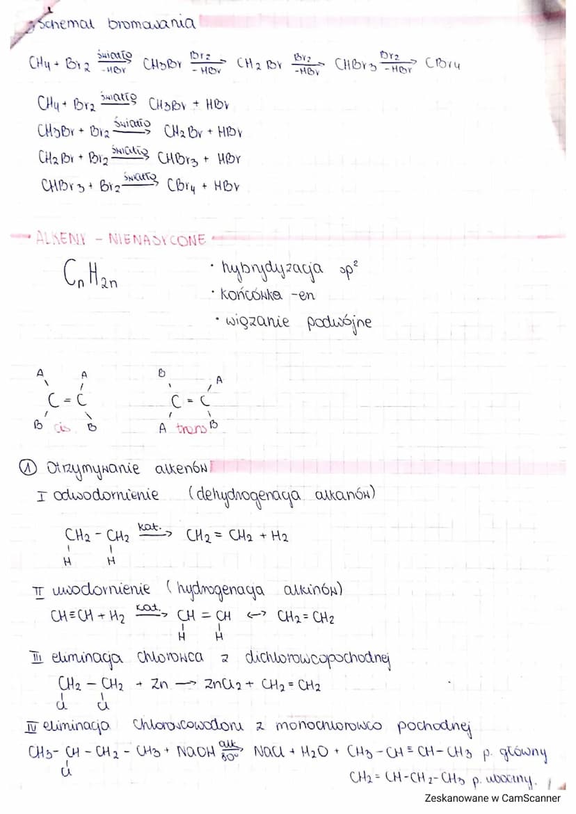 Węglowodory
ALKANY - NASYCONE
• wiązanie pojedyncze
hybrydyzacja - sp³
kształt tetraedryczny
• nie rozpuszczają się w wodzie
• so, niepolarn