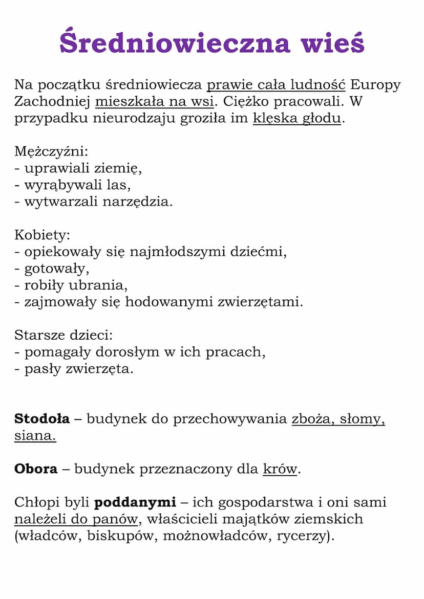 Napisz Jaki Wpływ Na życie Mieszkańców średniowiecznej Wsi Miała Przyroda