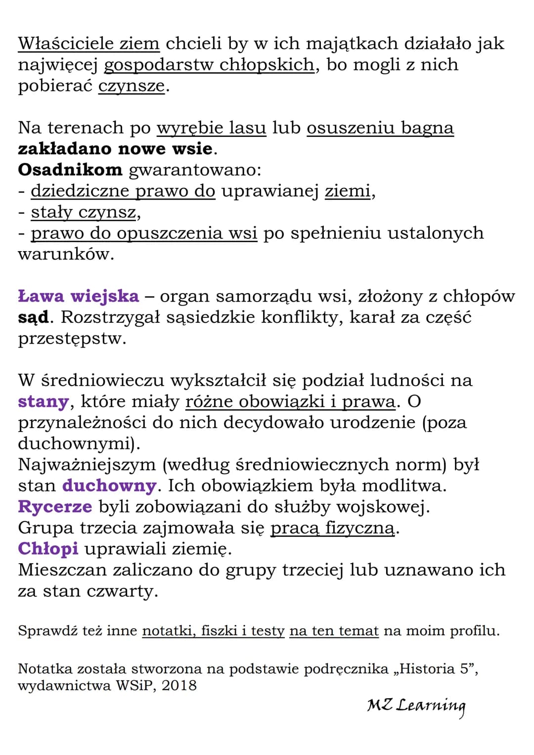 
<p>Na początku średniowiecza prawie cała ludność Europy Zachodniej mieszkała na wsi. Ludzie ci ciężko pracowali, ponieważ w przypadku nieur