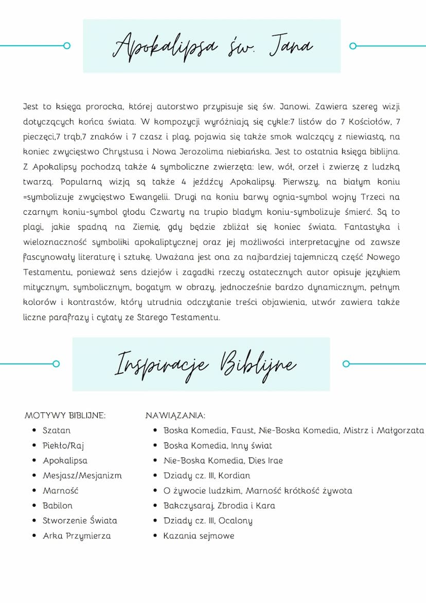 
<p>Drugie źródło kultury europejskiej.</p>
<p>Nazwa dzieła oznacza w języku greckim "księgi". Biblia określana jest także jako Pismo Święte