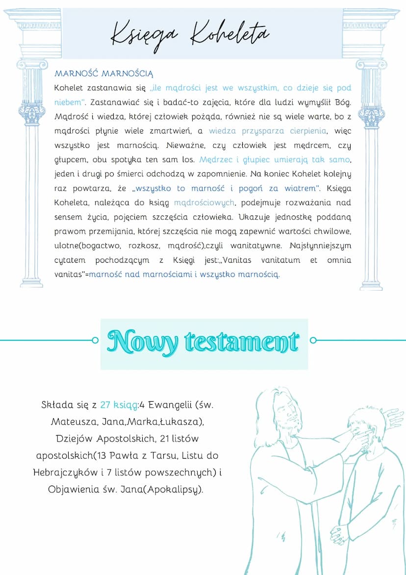 
<p>Drugie źródło kultury europejskiej.</p>
<p>Nazwa dzieła oznacza w języku greckim "księgi". Biblia określana jest także jako Pismo Święte