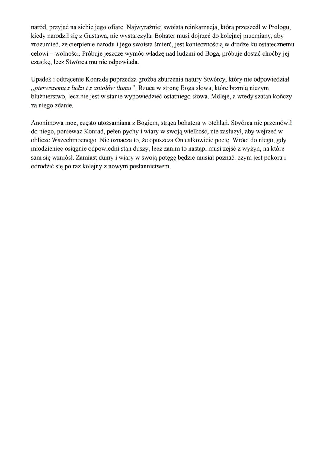 Interpretacja Wielkiej Improwizacji - „Nazywam się milijon - bo za
miliony kocham i cierpię katusze"
Wielka Improwizacja stanowi ,,serce" Dz
