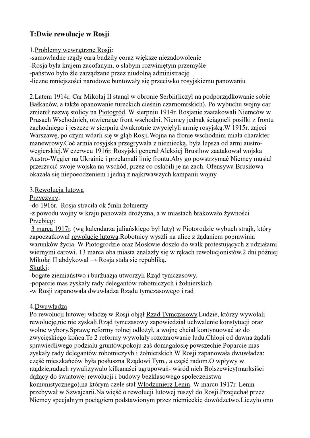 T:Dwie rewolucje w Rosji

1. Problemy wewnętrzne Rosji:
-samowładne rządy cara budziły coraz większe niezadowolenie
-Rosja była krajem zacof