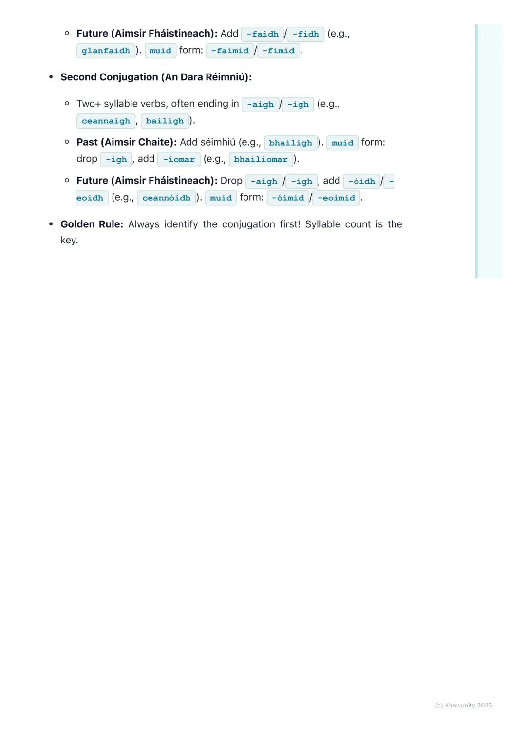# An Chéad Réimniú & An Dara
# Réimniú (First & Second
# Conjugation Verbs)

## Introduction to verb conjugations

In Irish, not all verbs a
